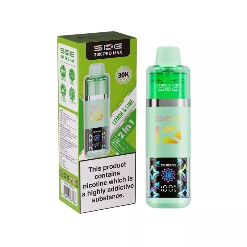 SKE Crystal 30K Pro Max 2 in 1 Flavour Prefilled Pod Vape Kit Lemon & Lime Flavour with a Built-in 1250mAh Battery giving up to 30,000 Puffs