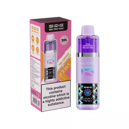 SKE Crystal 30K Pro Max 2 in 1 Flavour Prefilled Pod Vape Kit Pink Lemonade Flavour with a Built-in 1250mAh Battery giving up to 30,000 Puffs