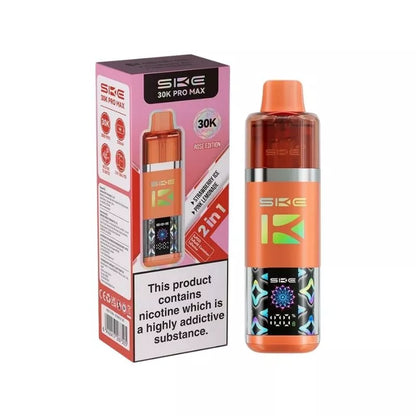SKE Crystal 30K Pro Max 2 in 1 Flavour Prefilled Pod Vape Kit Rose Edition (Strawberry Ice & Pink Lemonade) with a Built-in 1250mAh Battery giving up to 30,000 Puffs