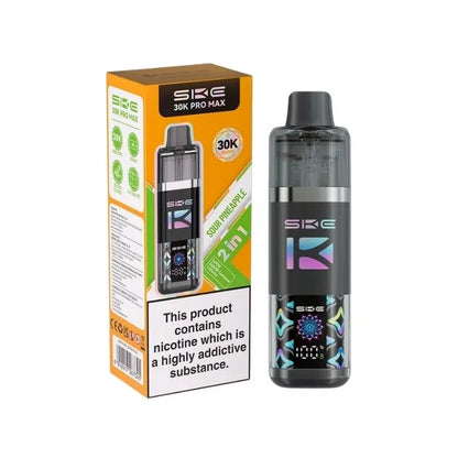 SKE Crystal 30K Pro Max 2 in 1 Flavour Prefilled Pod Vape Kit Sour Pineapple Flavour with a Built-in 1250mAh Battery giving up to 30,000 Puffs