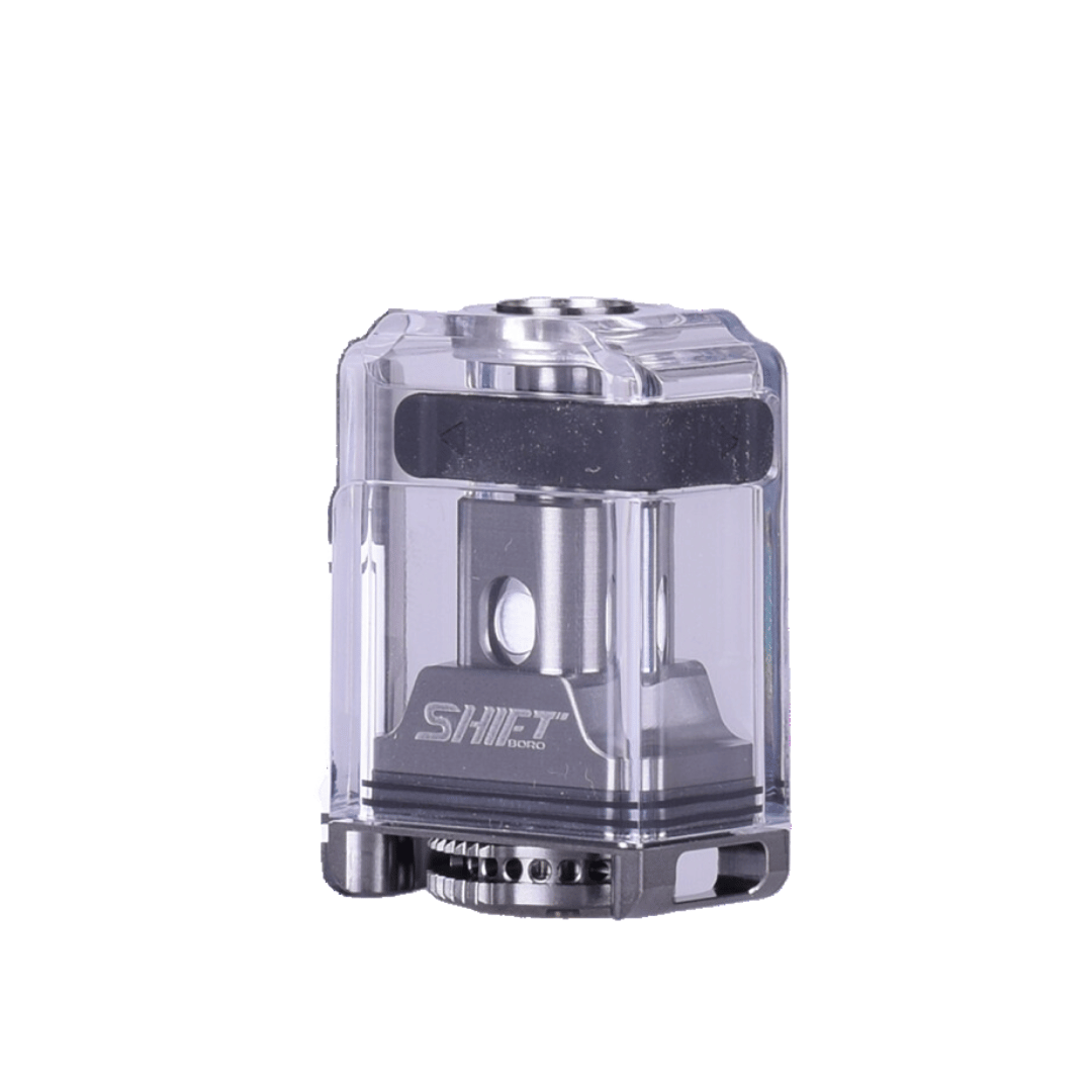 Shift Boro Tank V1.5 by Vaperz Cloud in gunmetal, transparent design.
