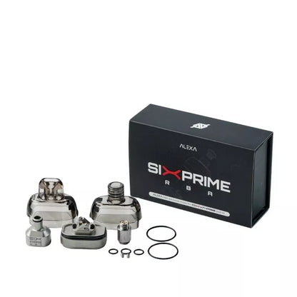 SixPrime RBA By Alexa box contents  for the OXVA VPrime Pod Vape Kit - including the RBA - O-Rings - Chimney