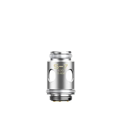 Smoant S-7 replacement coil, silver with visible engravings, for vaping devices.