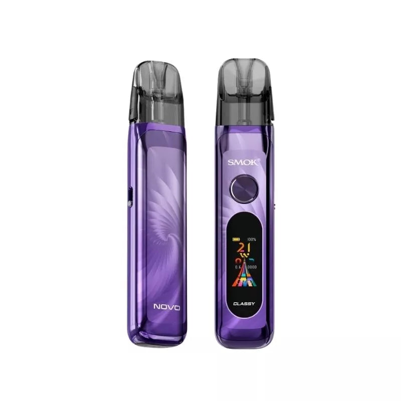Smok Novo Classy Pod Kit Light Lilac Colour with a built-in 1350mAh Battery and 0.96 TFT Display great for MTL Vaping with nic salt e-liquids.