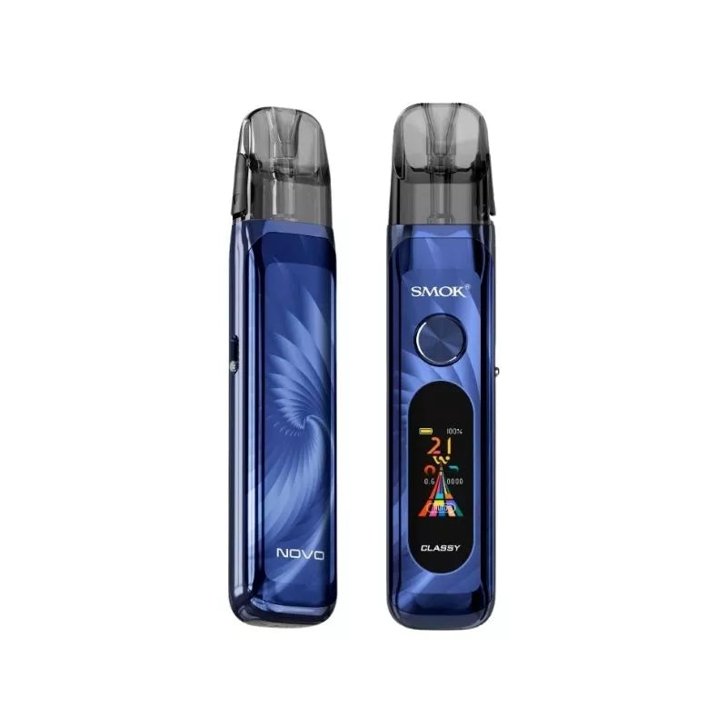 Smok Novo Classy Pod Kit Sapphire Blue Colour with a built-in 1350mAh Battery and 0.96 TFT Display great for MTL Vaping with nic salt e-liquids.