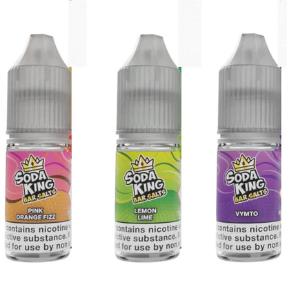 Soda King Bar Nic Salt 10ml - Pack of 10 Available In Pink Orange Fizz Lemon Lime Vymto Flavour 