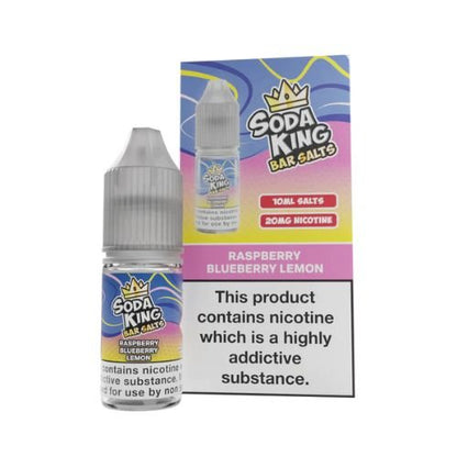 Soda King Bar Nic Salt 10ml - Pack of 10 Available In Raspberry Blueberry Lemon Flavour