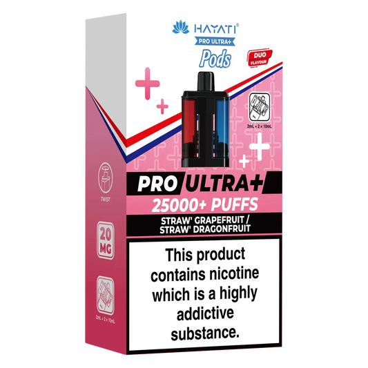Hayati Pro Ultra Plus 25000 Straw Grapefruit / Straw Dragonfruit Prefilled Pods