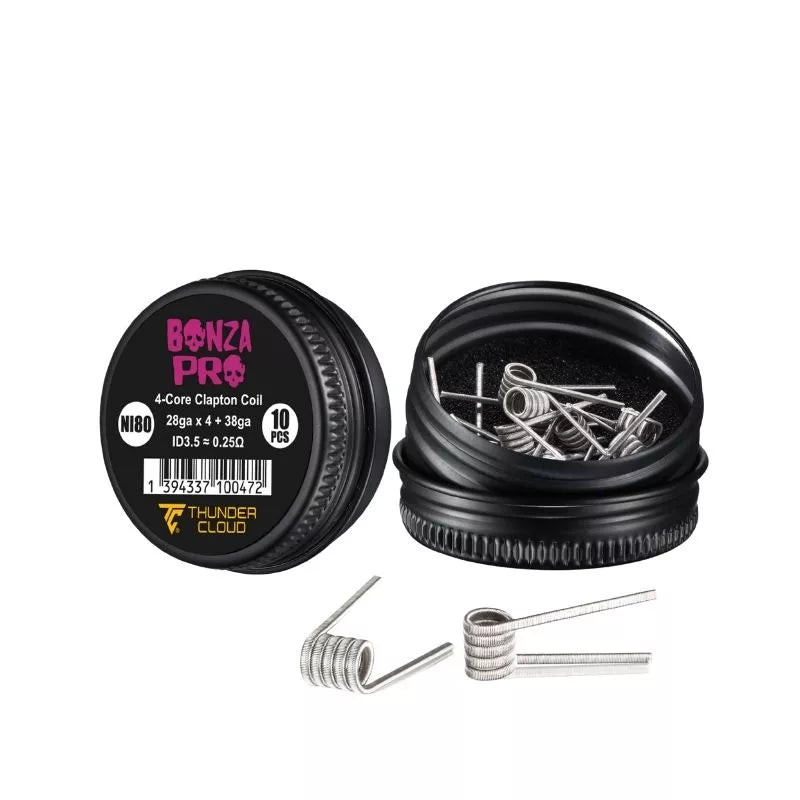 ThunderCloud Bonza Pro Premade Coils 4-core Clapton Coil 28ga x 4 + 38g 0.25ohm