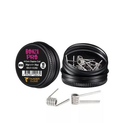 ThunderCloud Bonza Pro Premade Coils 4-core Clapton Coil 28ga x 4 + 38g 0.25ohm
