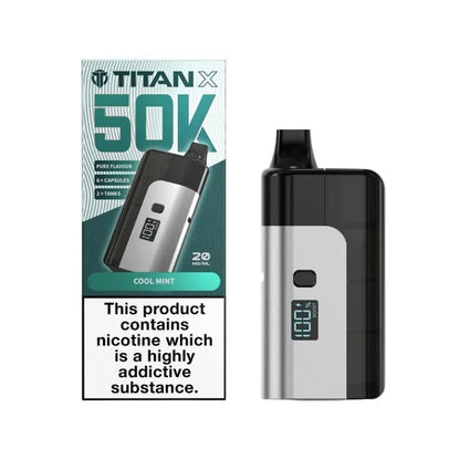 Titan 50K Prefilled Vape Kit Cool Mint Flavour up to 50,000 puffs with 6 Replacement Capsules and 2x tanks