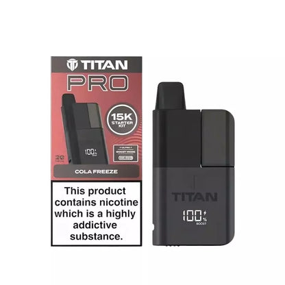 Titan Pro 15K Prefilled Pod Vape Kit filled with Cola Freeze Flavoured 20mg Nicotine Salt E-liquid up to 15,000 puffs with a Built-in 1000mAh Battery 