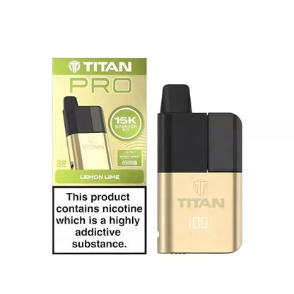 Titan Pro 15K Prefilled Pod Vape Kit filled with Lemon & Lime Flavoured 20mg Nicotine Salt E-liquid up to 15,000 puffs with a Built-in 1000mAh Battery 