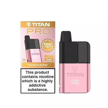 Titan Pro 15K Prefilled Pod Vape Kit filled with Rainbow Burst Flavoured 20mg Nicotine Salt E-liquid up to 15,000 puffs with a Built-in 1000mAh Battery 