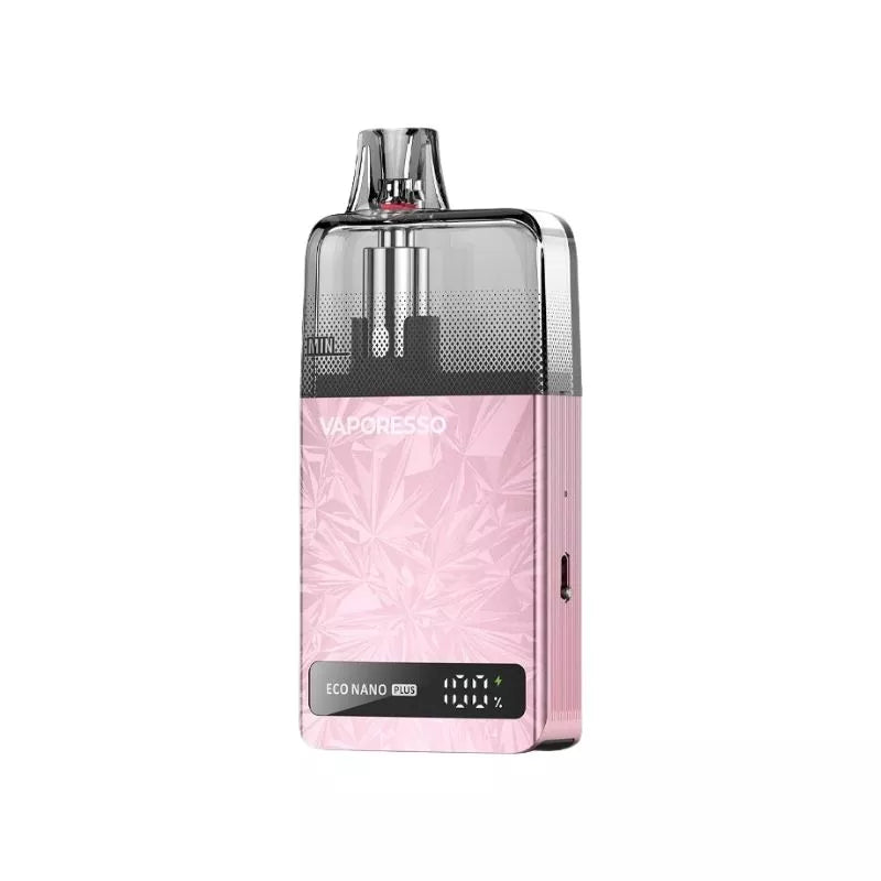 Vaporesso Eco Nano Plus Refillable Pod Vape Kit Coral Pink Colour with a Built-in 1400mAh Battery Great for MTL Vaping with Nic Salt E-liquids and 50vg/50pg shortfill Vape Juice
