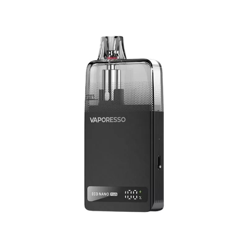 Vaporesso Eco Nano Plus Refillable Pod Vape Kit Midnight Black Colour with a Built-in 1400mAh Battery Great for MTL Vaping with Nic Salt E-liquids and 50vg/50pg shortfill Vape Juice