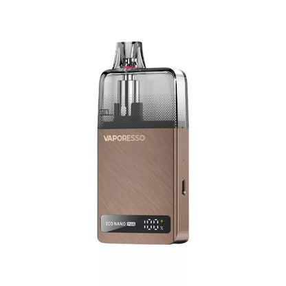 Vaporesso Eco Nano Plus Refillable Pod Vape Kit Mocha Brown Colour with a Built-in 1400mAh Battery Great for MTL Vaping with Nic Salt E-liquids and 50vg/50pg shortfill Vape Juice