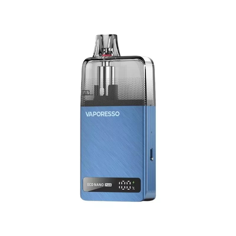 Vaporesso Eco Nano Plus Refillable Pod Vape Kit Sky Blue Colour with a Built-in 1400mAh Battery Great for MTL Vaping with Nic Salt E-liquids and 50vg/50pg shortfill Vape Juice