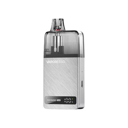 Vaporesso Eco Nano Plus Refillable Pod Vape Kit Space Silver Colour with a Built-in 1400mAh Battery Great for MTL Vaping with Nic Salt E-liquids and 50vg/50pg shortfill Vape Juice