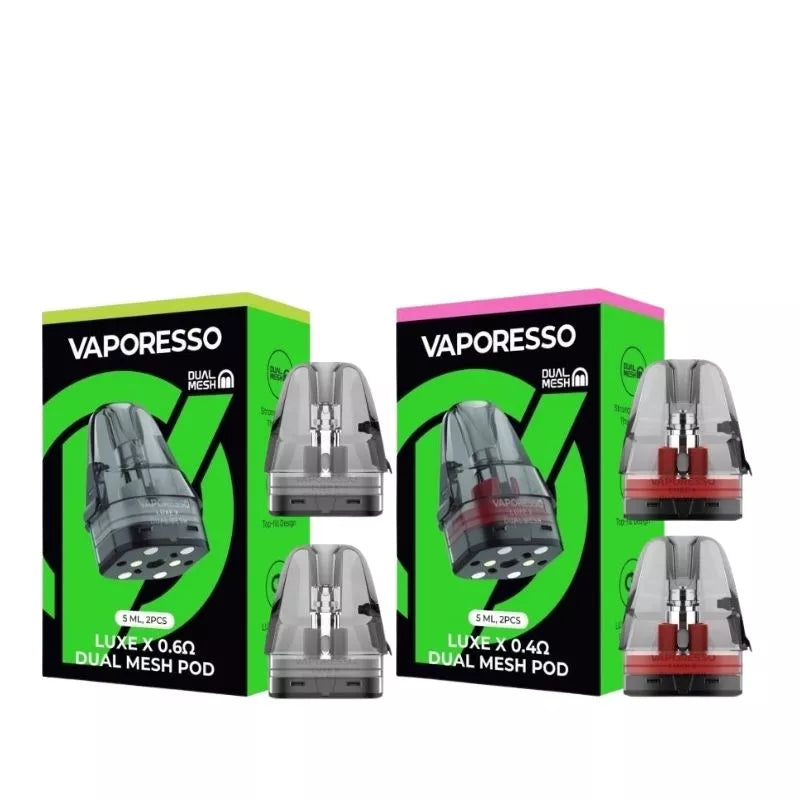 Vaporesso Luxe X Dual Mesh Replacement Pods available in 0.4ohm & 0.6ohm