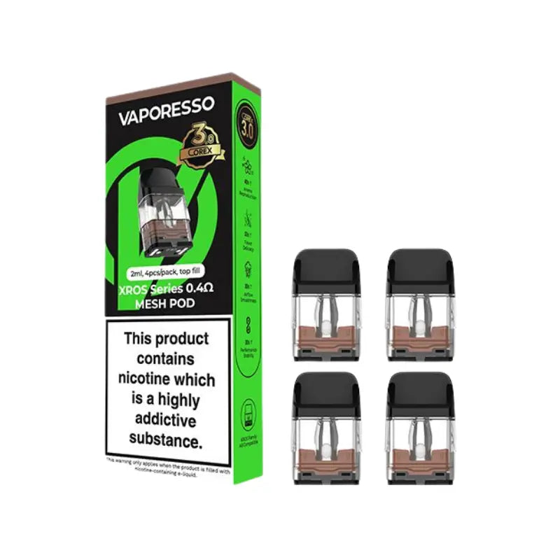 Vaporesso XROS Corex 3.0 0.4ohm Mesh Refillable Vape Pods compatible with All Vaporesso XROS Pod Vape Kits