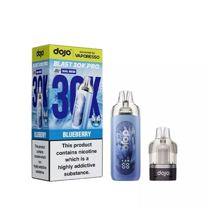 Vaporesso Dojo Blast 30K Pro Prefilled Pod Vape Kit in Blueberry Flavour for up to 30,000 Puffs.