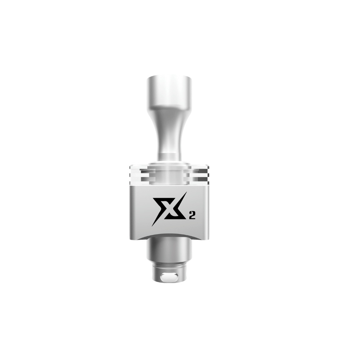 Silver Veepon Tita X2 RBA vaping atomiser with logo on a white background.
