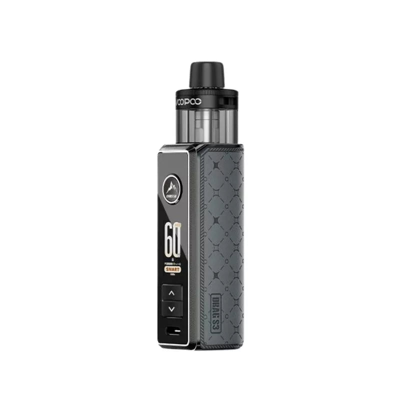 Voopoo Drag S3 Pod Vape Kit in Metal Gray Colour with a built-in 3000mAh Battery and Compatible with VOOPOO PnP X Coils / Voopoo PnP X MTL/DTL Pod Cartridge