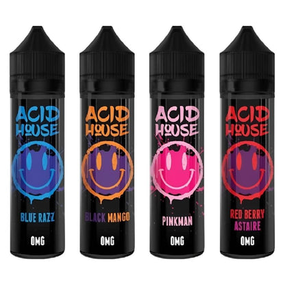 Acid House 50ml Shortfill E Liquid Vape Juice, Blue Razz, Black Mango, Pinkman, Red Berry Astaire Flavour 