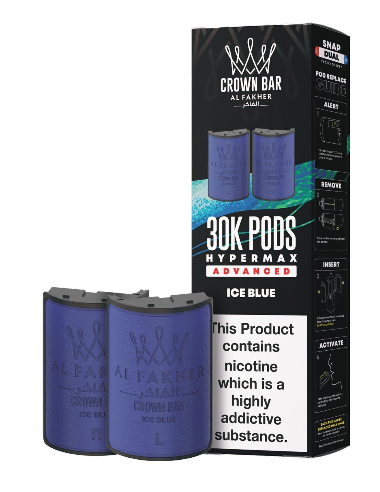 Image Of Al Fakher Crown Bar 30K Hypermax Refills Pods - Box of 5