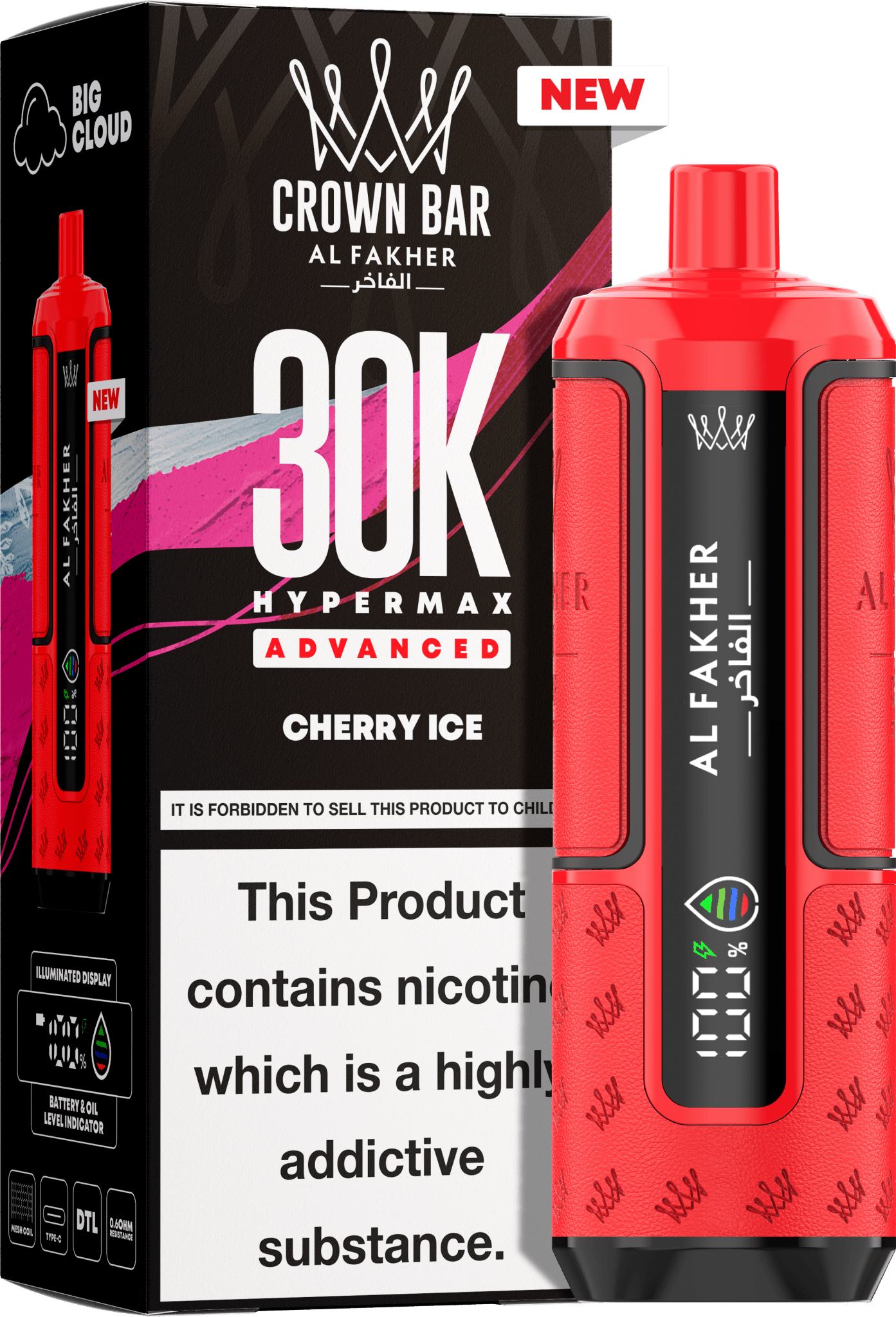 Al Fakher Hypermax 30K Prefilled Pod Kit Pack of 5, Cherry Ice Flavour
