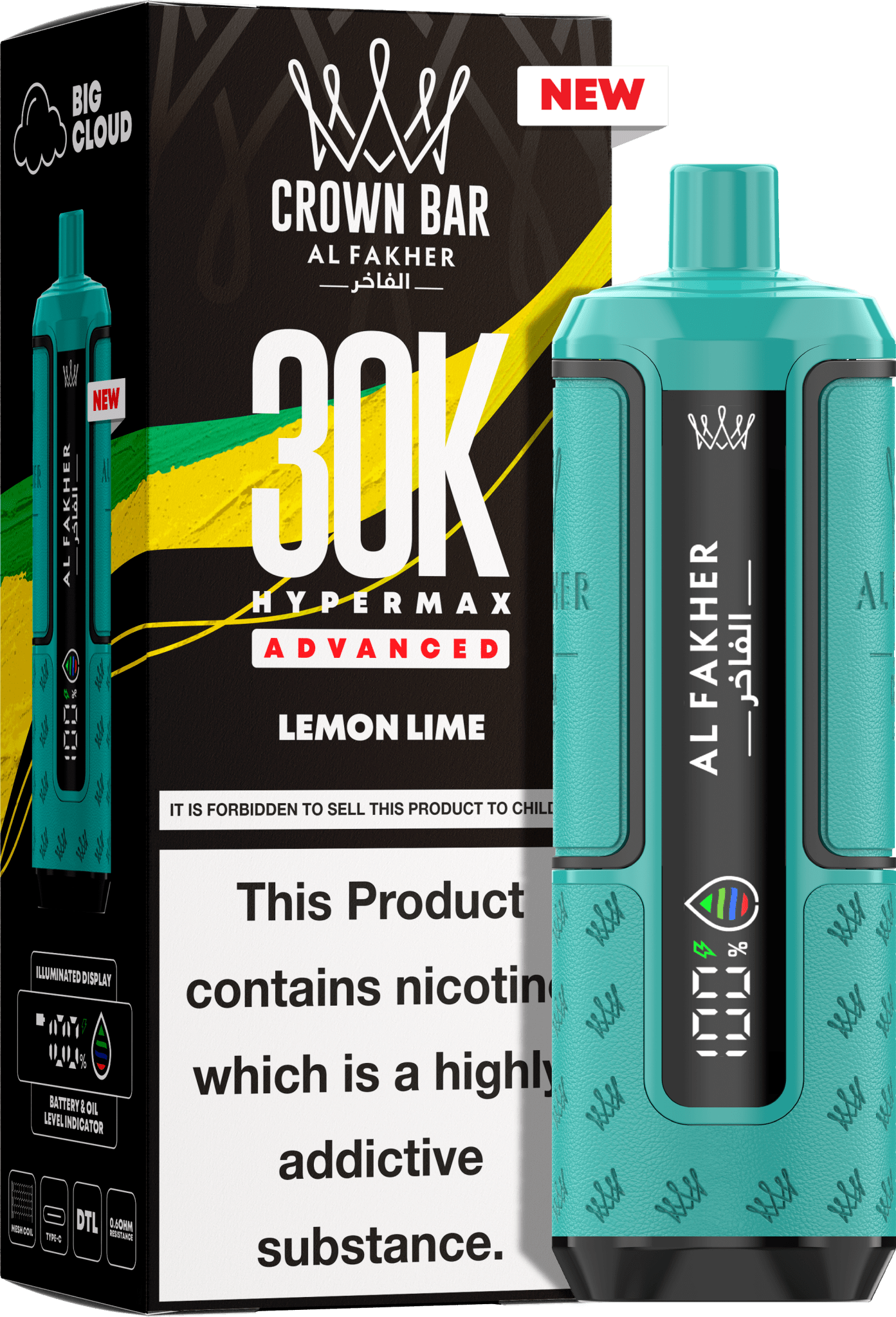 Al Fakher Hypermax 30K Prefilled Pod Kit Pack of 5, Lemon Lime Flavour