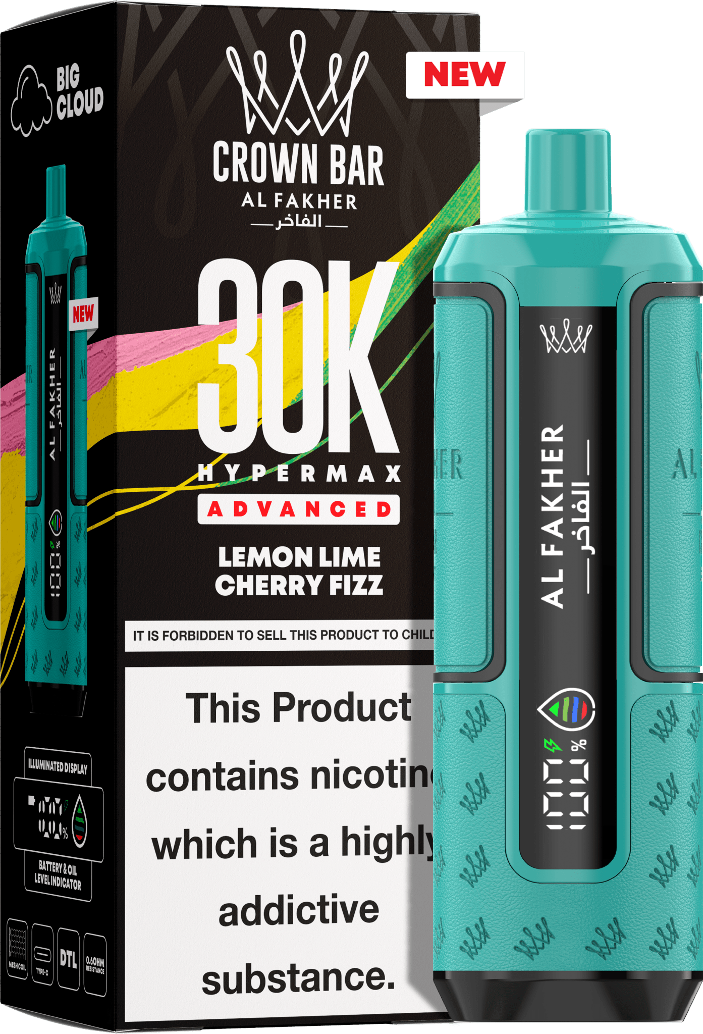 Al Fakher Hypermax 30K Prefilled Pod Kit Pack of 5, Lemon Lime Cherry Fizz Flavour