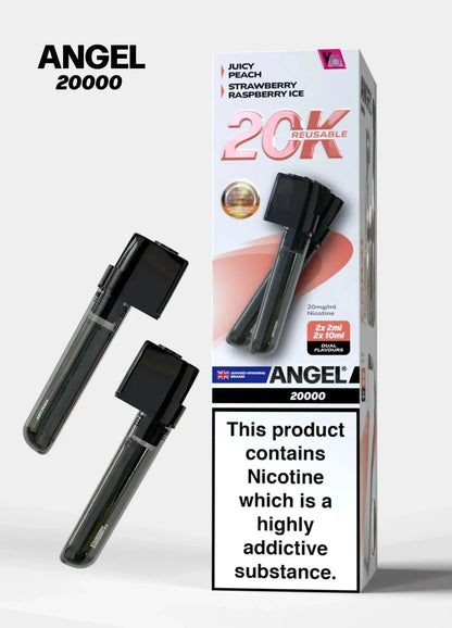 Angel 20000 Puffs Prefilled Pods Box of 5, Juicy Peach, Strawberry Ice Flavour 
