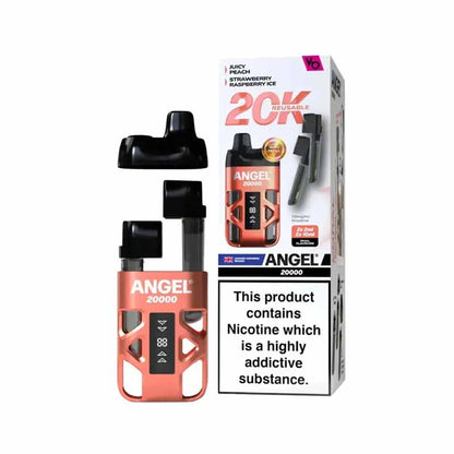 Angel 20K Puffs Prefilled Pod Vape Kit, Juicy Peach, Strawberry Raspberry Ice Flavour