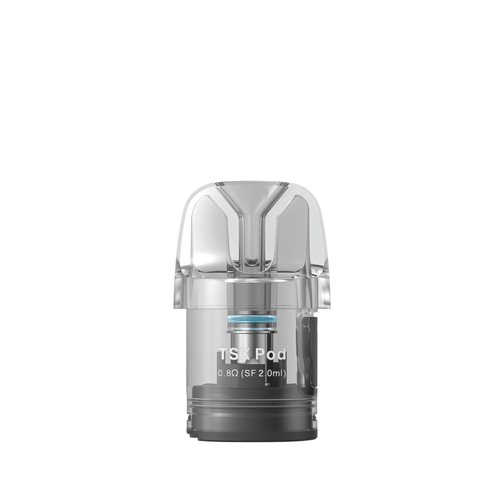 Aspire Cyber TSX replacement pod, transparent design, 0.8Ω coil, 2ml capacity.