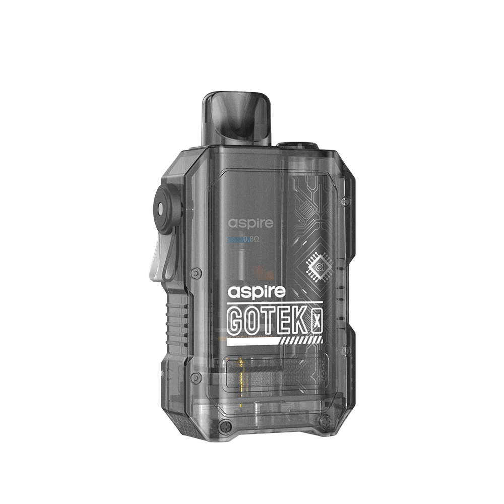 Transparent Aspire Gotek X Pod Kit with sleek design and visible internal components.