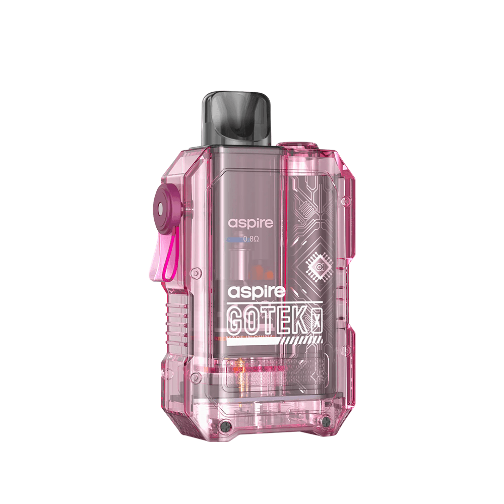Aspire Gotek X Pod Kit in pink, featuring a transparent design and sleek branding.