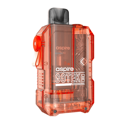 Transparent orange Aspire Gotek X vape pod kit with sleek design.