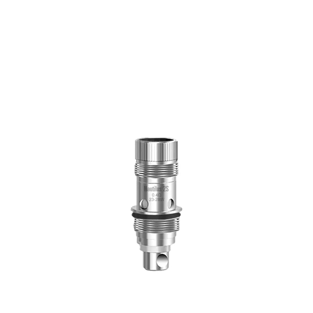 Aspire Nautilus 2S replacement coil 0.40 ohm, silver with engraved text, isolated on white background.