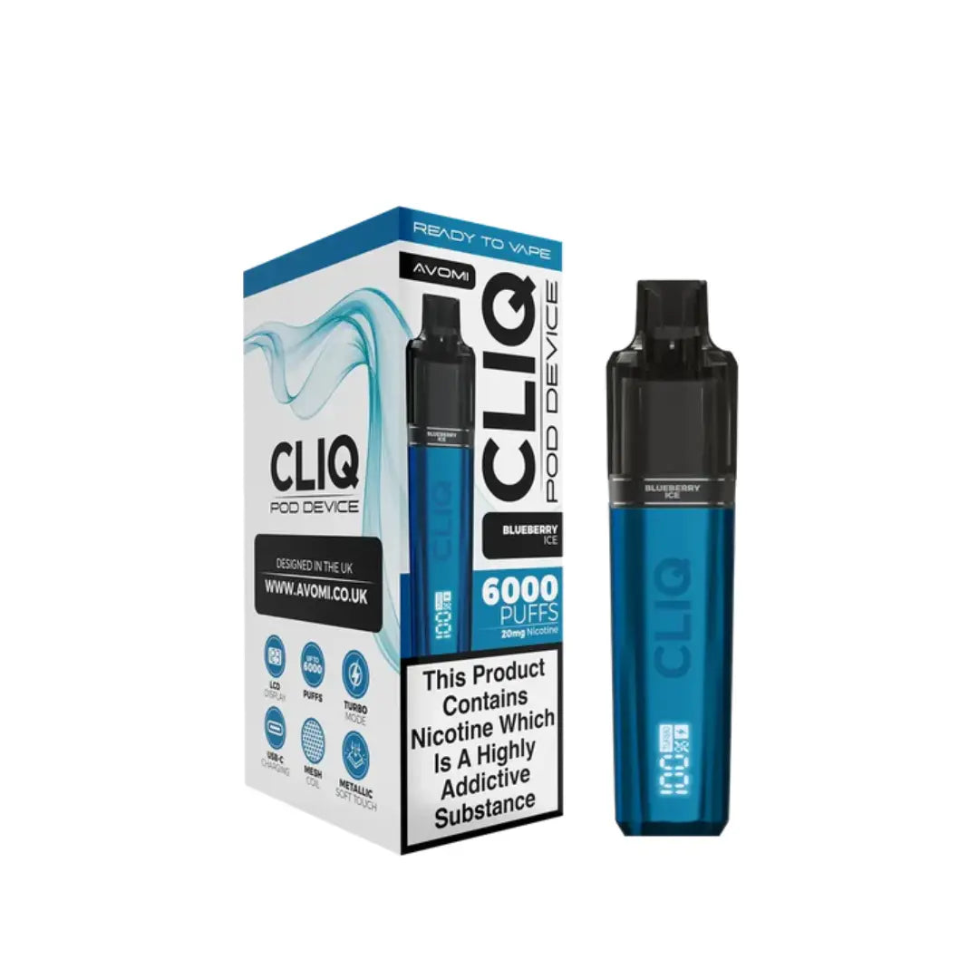 Avomi Cliq 6K Prefilled Pod Vape Kit Blueberry Ice Flavour 