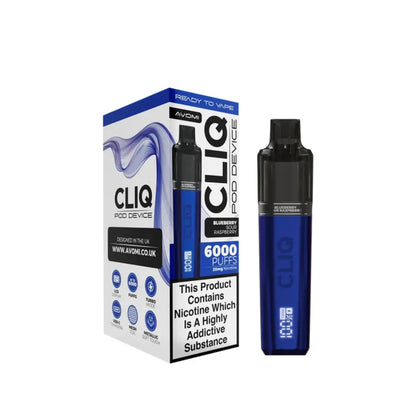 Avomi Cliq 6K Prefilled Pod Vape Kit Blueberry Sour Raspberry Flavour 