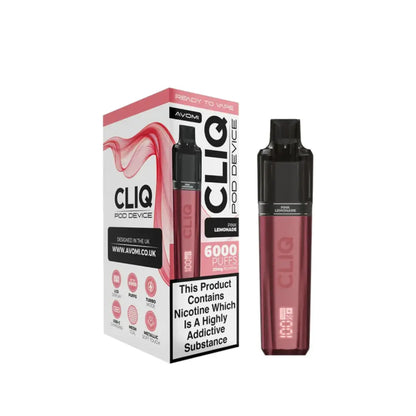 Avomi Cliq 6K Prefilled Pod Vape Kit Pink Lemonade Flavour 