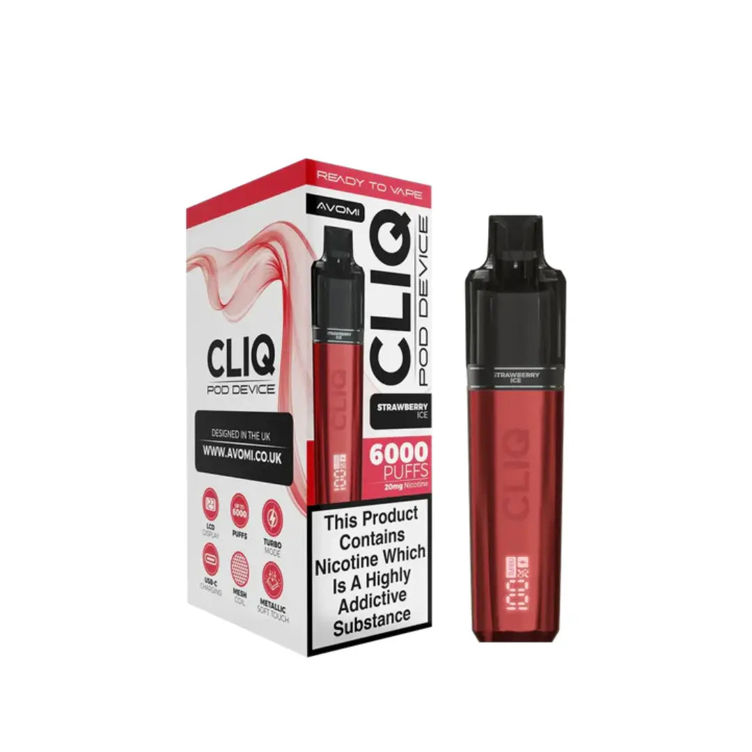 Avomi Cliq 6K Prefilled Pod Vape Kit Strawberry Ice Flavour 