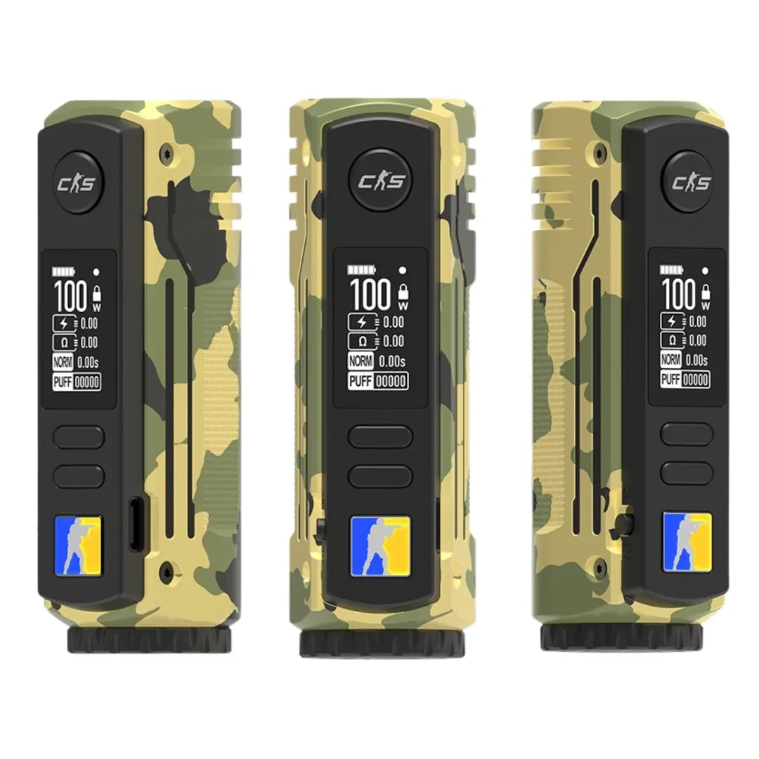 BD Vape Rayden 100W Limited Edition Mod in CS camo design with digital display and rugged build

