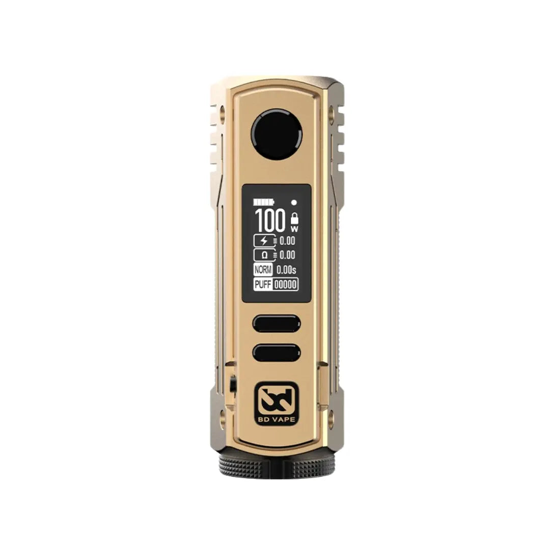 BD Vape Rayden 100 Mod Champagne Gold Colour perfect for whole range of different Vape Tanks like - Sub-ohm Vape Tanks - MTL Vape Tanks - RTAs or RDAs