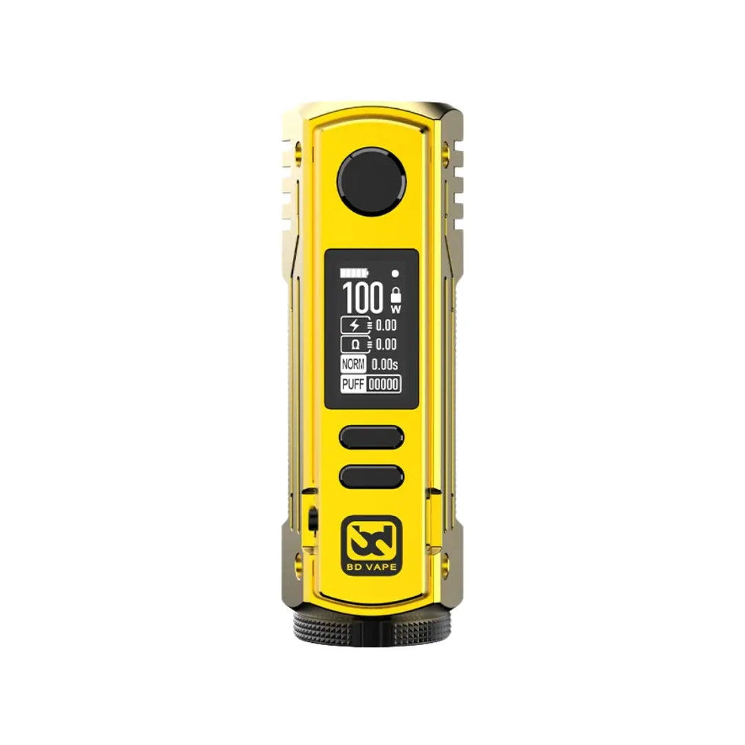 BD Vape Rayden 100 Mod Gold Colour perfect for whole range of different Vape Tanks like - Sub-ohm Vape Tanks - MTL Vape Tanks - RTAs or RDAs