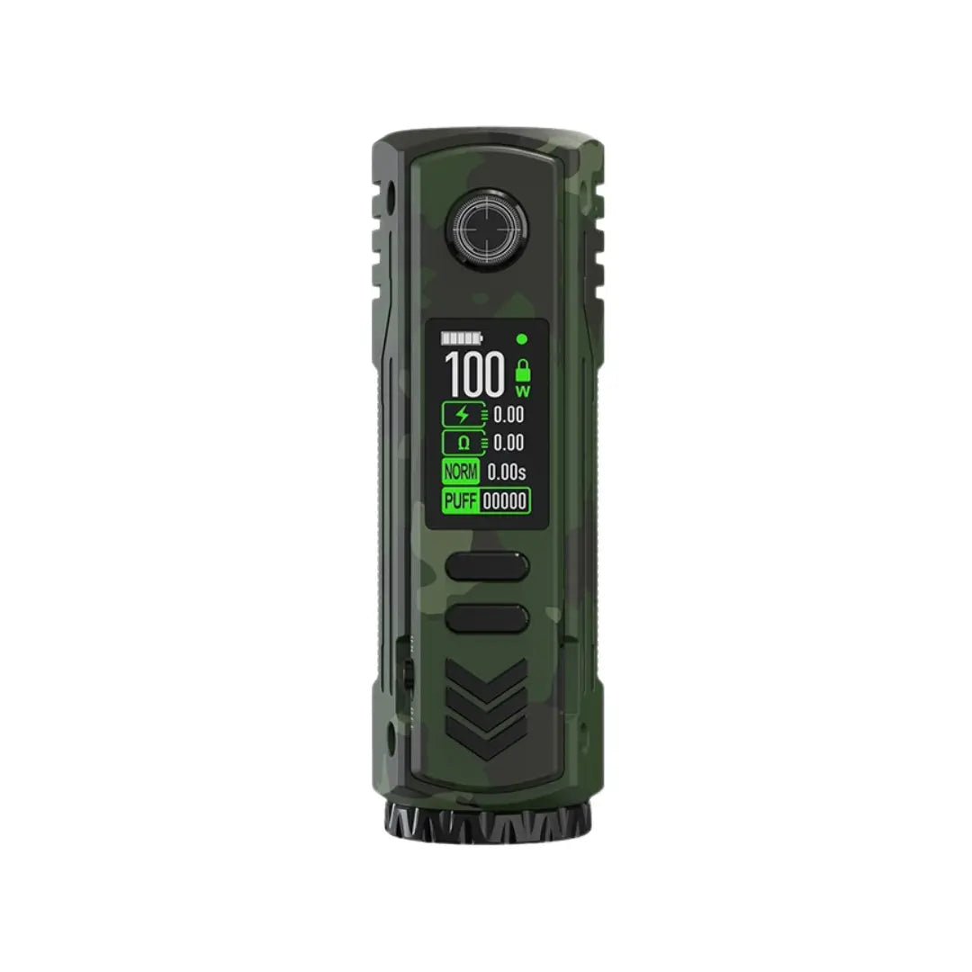 BD Vape Rayden 100 Mod Military Camo Colour perfect for whole range of different Vape Tanks like - Sub-ohm Vape Tanks - MTL Vape Tanks - RTAs or RDAs