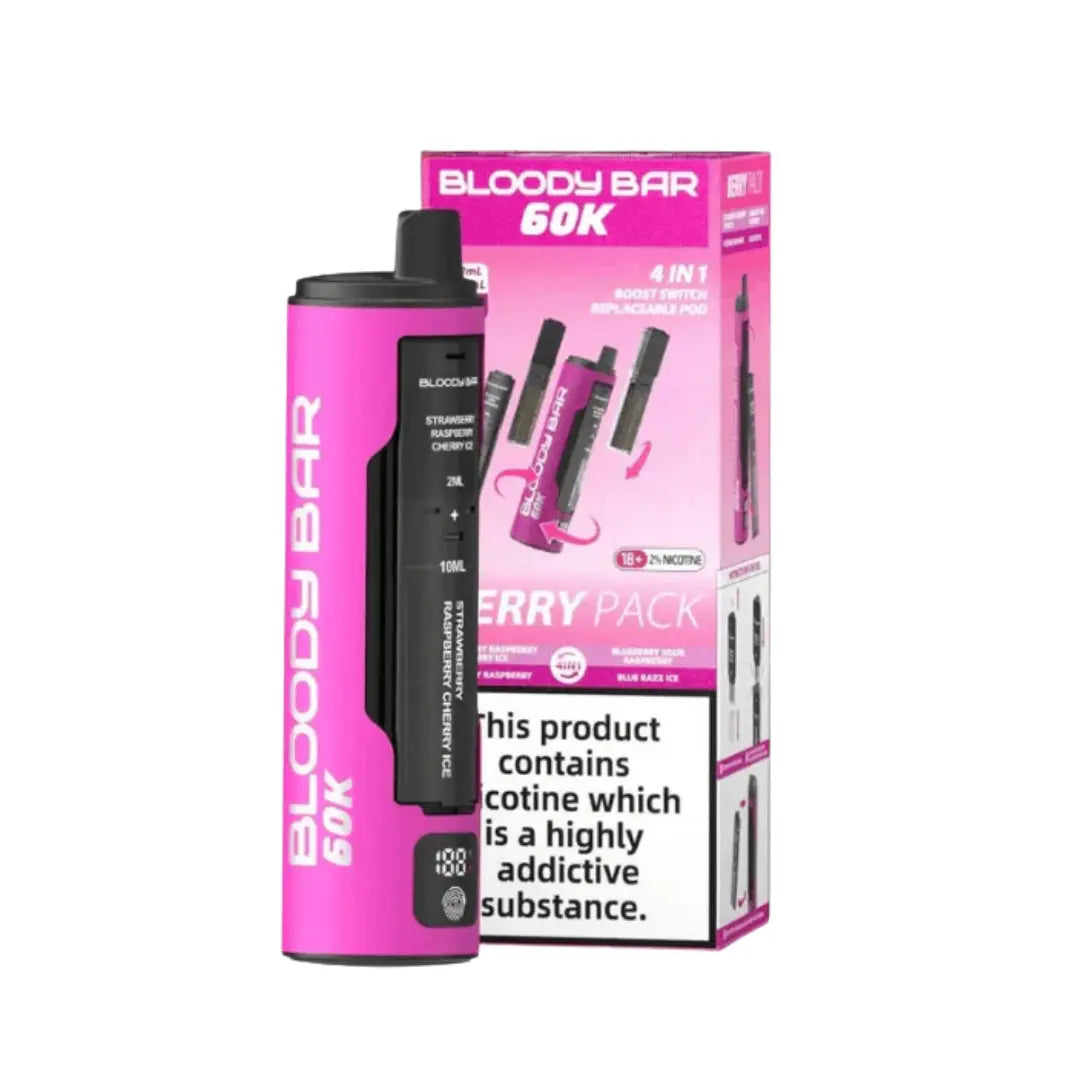 Bloody Bar 60k Pod Vape Kit in Berry Pack Flavour, Offering Up to 60000 Puffs