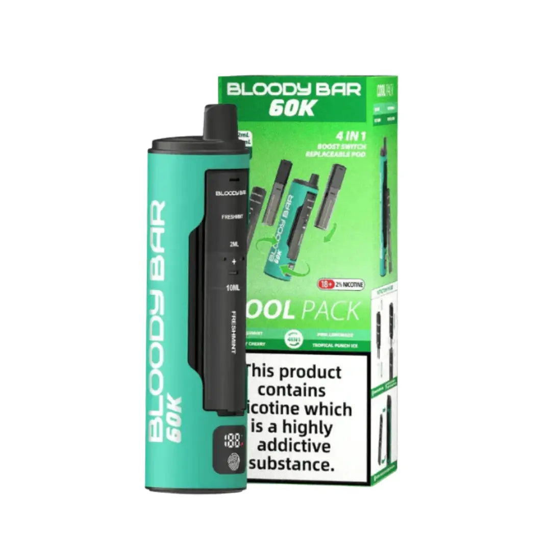Bloody Bar 60k Pod Vape Kit in Cool Pack Flavour, Offering Up to 60000 Puffs